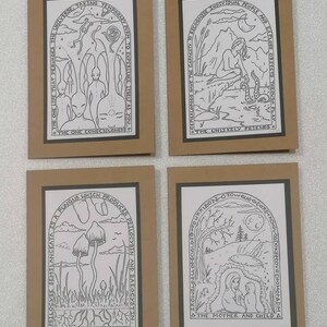 Set of 4 Handmade Greetings Cards - Spiritual &quot;Healing Card&quot; Designs, Original Art Prints.