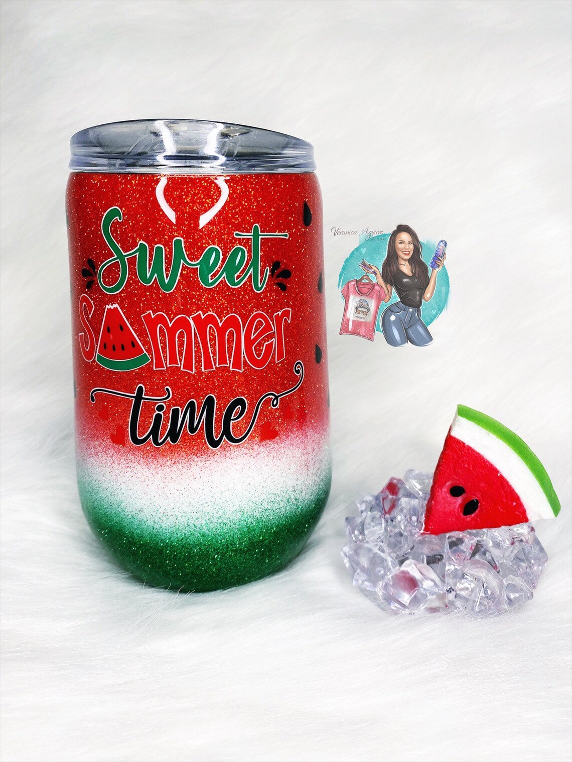 Watermelon Wine Tumbler With Removable Ice Topper Etsy