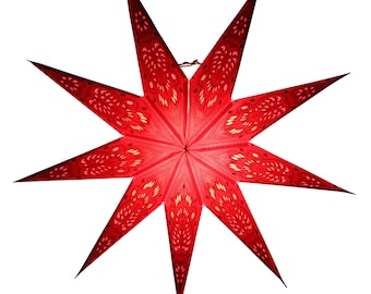 Paper star - Christmas star - star 9-pointed red patterned 02 - 60 cm
