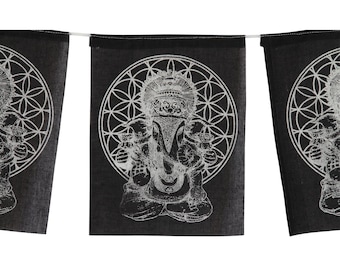 Prayer flag - Ganesha - black - approx. 20 x 16 cm