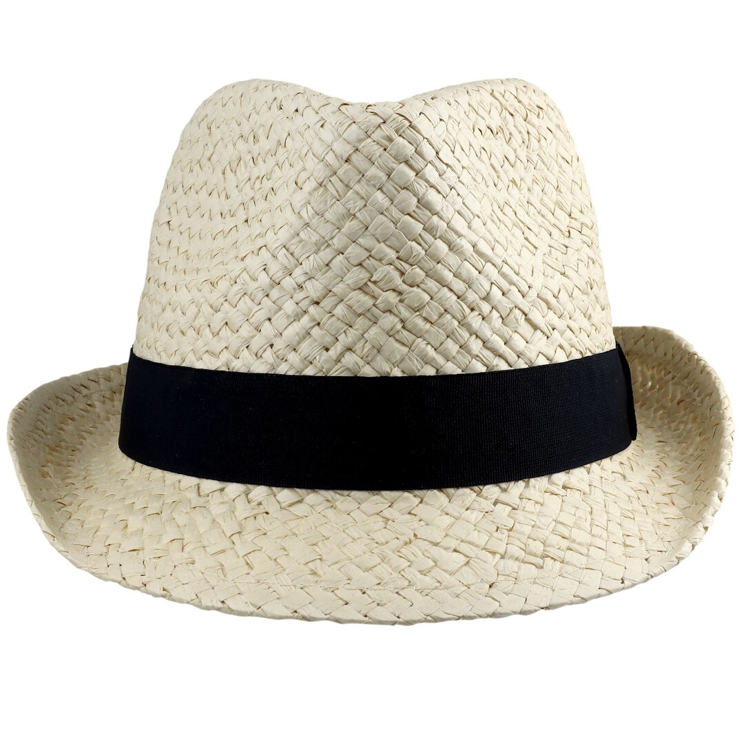 Trilby Festival Straw Hat Black Band Sun Hat Headwear Hat Paper