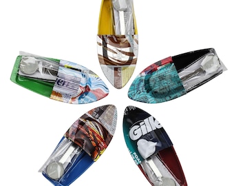 Tin toy - Small recycled boat - Candle boat - Pop Pop rattle boat made of tin