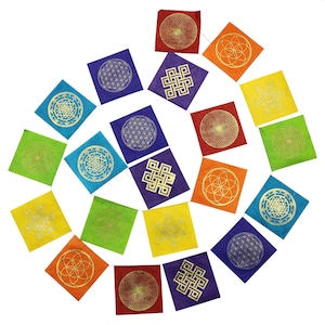 Prayer flag - Sacred geometry - colorful - Chakra colors - paper - approx. 10.5 x 10.5 cm image 1