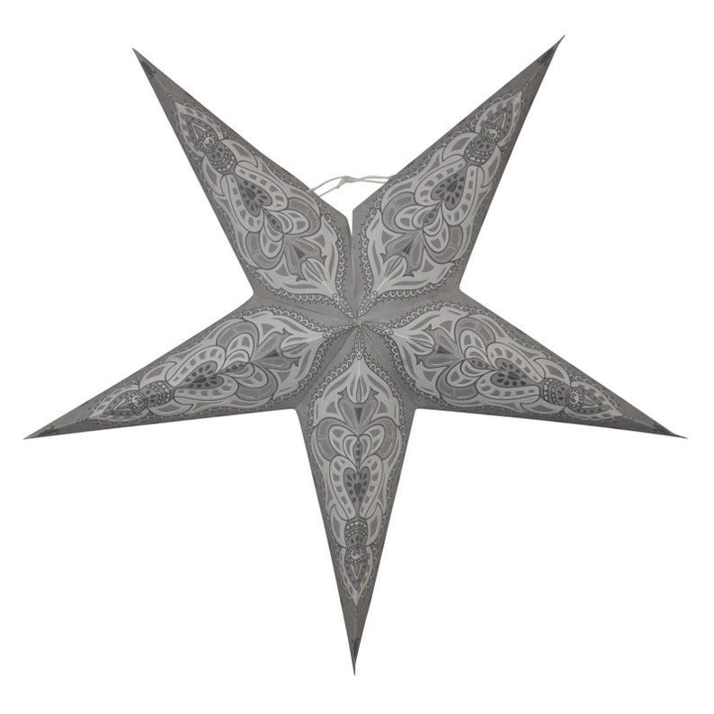 60 cm Paper Star Christmas Star Star 5 pointed White-Grey