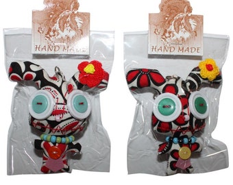 Animal pendant with button eyes - Rabbit 14 - Animal doll
