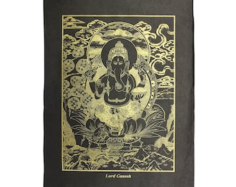 Poster - Religious motif posters - hand-printed - Lokta paper - Lord Ganesh