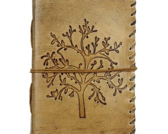 Leather notebook - light brown - sketchbook - diary - tree of life
