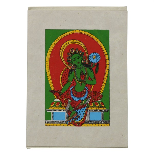 Grußkarte - Postkarte - handmade - natural recycled Paper - Green Tara