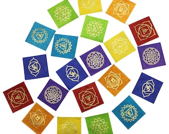 Prayer flag - Seven Chakras - colorful - Chakra colors - approx. 10.5 x 10.5 cm