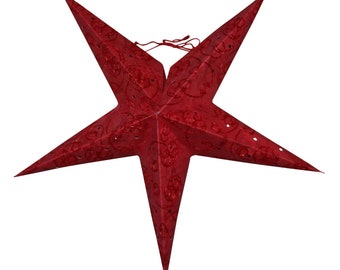 Estrella de papel - Estrella de Navidad - Estrella de 5 puntas, estampado rojo, 04 - 40 cm