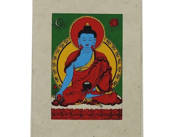 Greeting card - postcard - handmade - natural recycled paper - Medicine Buddha