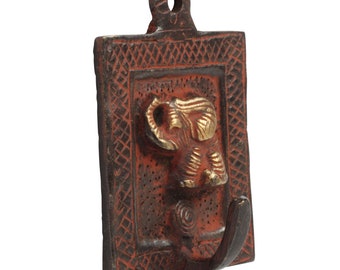 Coat hook - baby elephant - brass - red