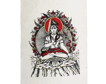 Poster - Religious motif posters - hand-printed - Lokta paper - Shiva