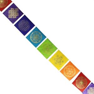 Prayer flag - Sacred geometry - colorful - Chakra colors - paper - approx. 10.5 x 10.5 cm image 3