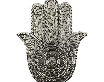 Incense stick holder - bowl - ornamental - silver - Hamsa
