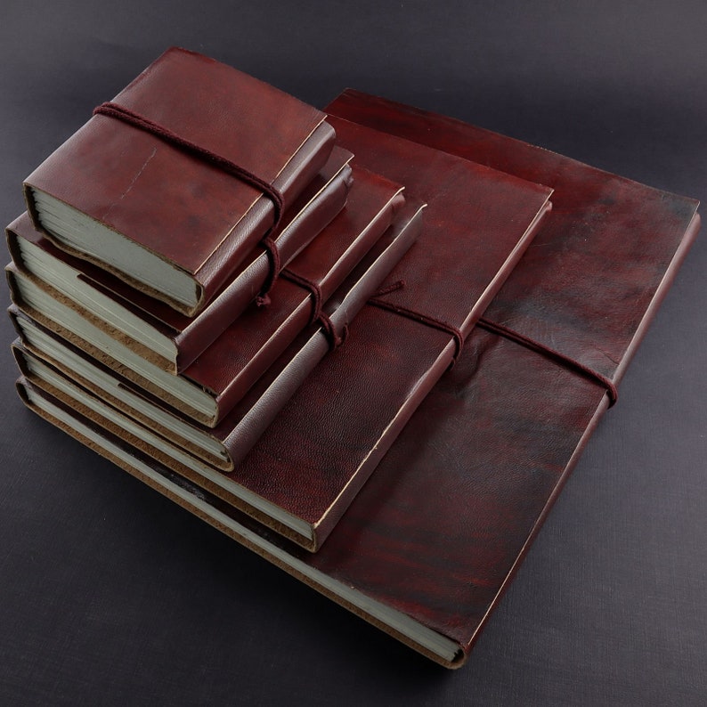Premium leather notebook brown sketchbook diary image 9
