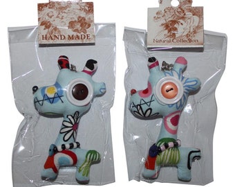 Animal pendant with button eyes - Giraffe 09 - Animal doll