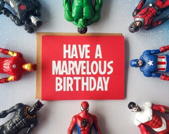 Marvel Birthday Card Etsy
