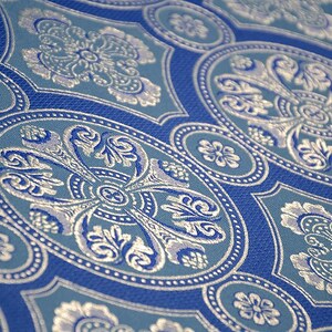Tela con estampado bizantino, tela litúrgica de todos los colores, tela para vestimentas, tela litúrgica, brocado azul dorado, brocado rojo dorado, brocado blanco dorado imagen 5