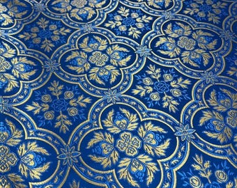 Liturgical Jacquard floral pattern brocade extra wide in many colors, Flowers print vestments fabrics for church clothing, Ready to order