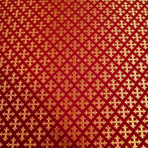 Small Cross Brocade Fabric, White Gold brocade, Purple, Black Gold, Black Silver, Church Fabric for Deacon Vestments