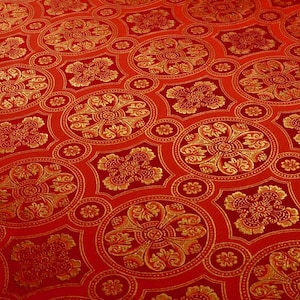 Tela con estampado bizantino, tela litúrgica de todos los colores, tela para vestimentas, tela litúrgica, brocado azul dorado, brocado rojo dorado, brocado blanco dorado imagen 13