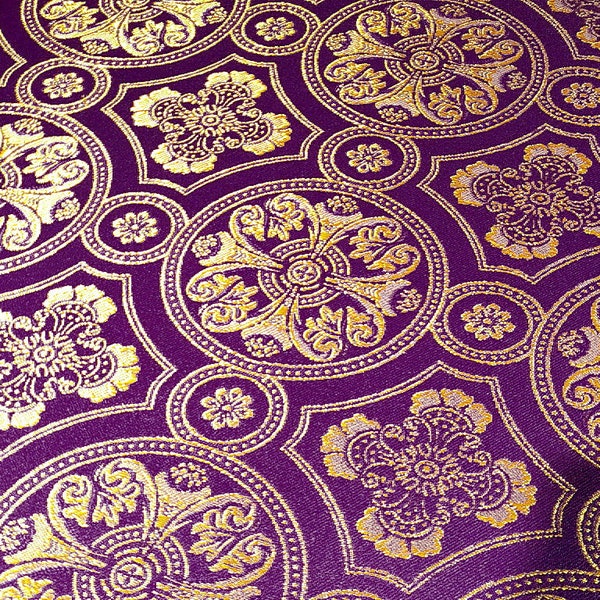 Byzantine Pattern Fabric, Liturgical All Colors, Vestment Fabric, Liturgical Fabric, Blue Gold Brocade, Red Gold, White Gold Brocade