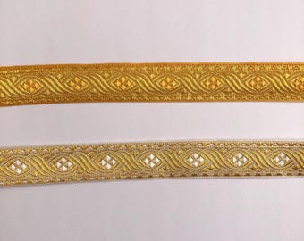 Metallic Galloon Liturgical Ribbon 2.5 cm, 3.5 cm, 5 cm Width for Vestments, Altar server robes, Ecclesiastical Clothing, Altar cloths