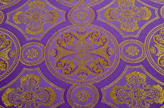 Byzantine Pattern Fabric, Liturgical All Colors, Vestment Fabric, Liturgical Fabric,  Blue Gold Brocade, Red Gold, White Gold Brocade