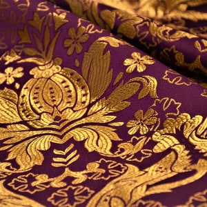 Purple Gold Church Liturgical Fabric for Clergy Vestments 65 in Wide, Liturgical Fabric for Priest Vestments, Ecclesiastical Apparel
