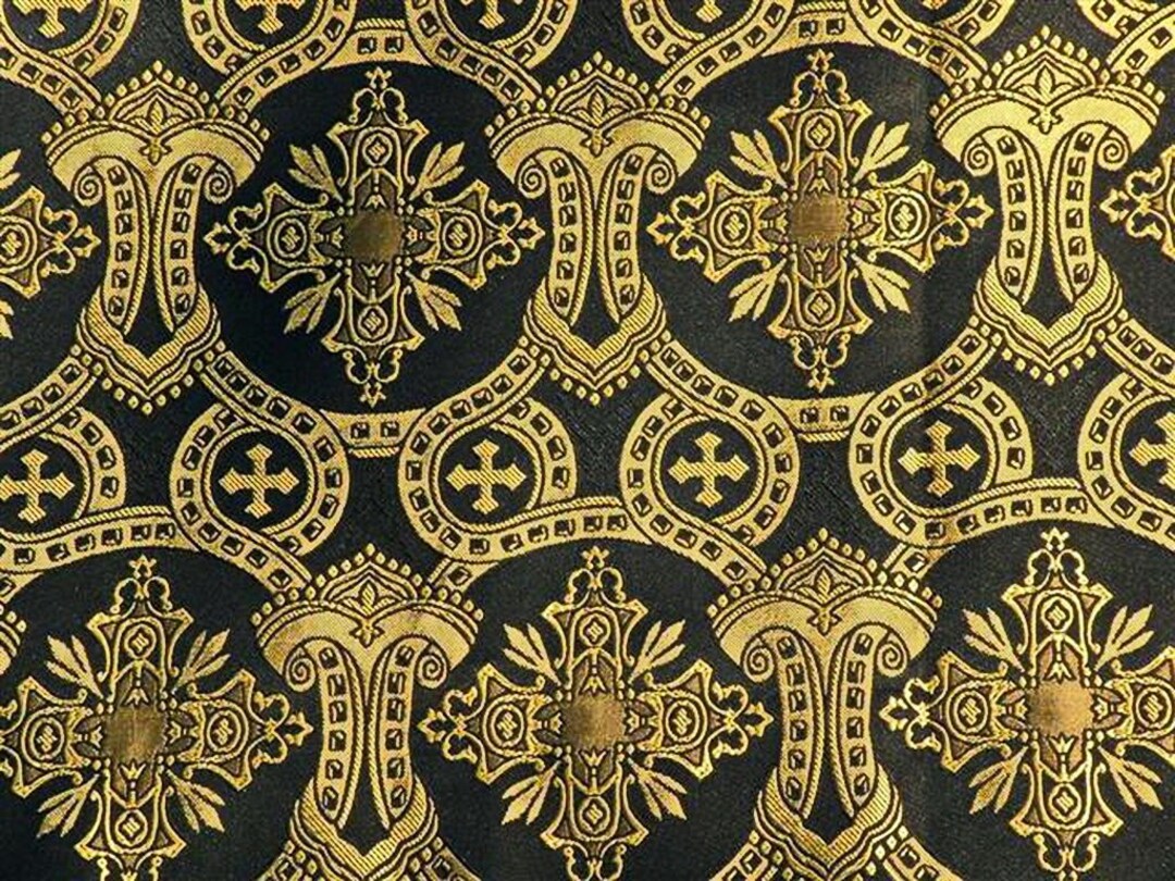 White Gold Brocade, Non Metallic Brocade, Ecclesiastical Fabric, Clergy
