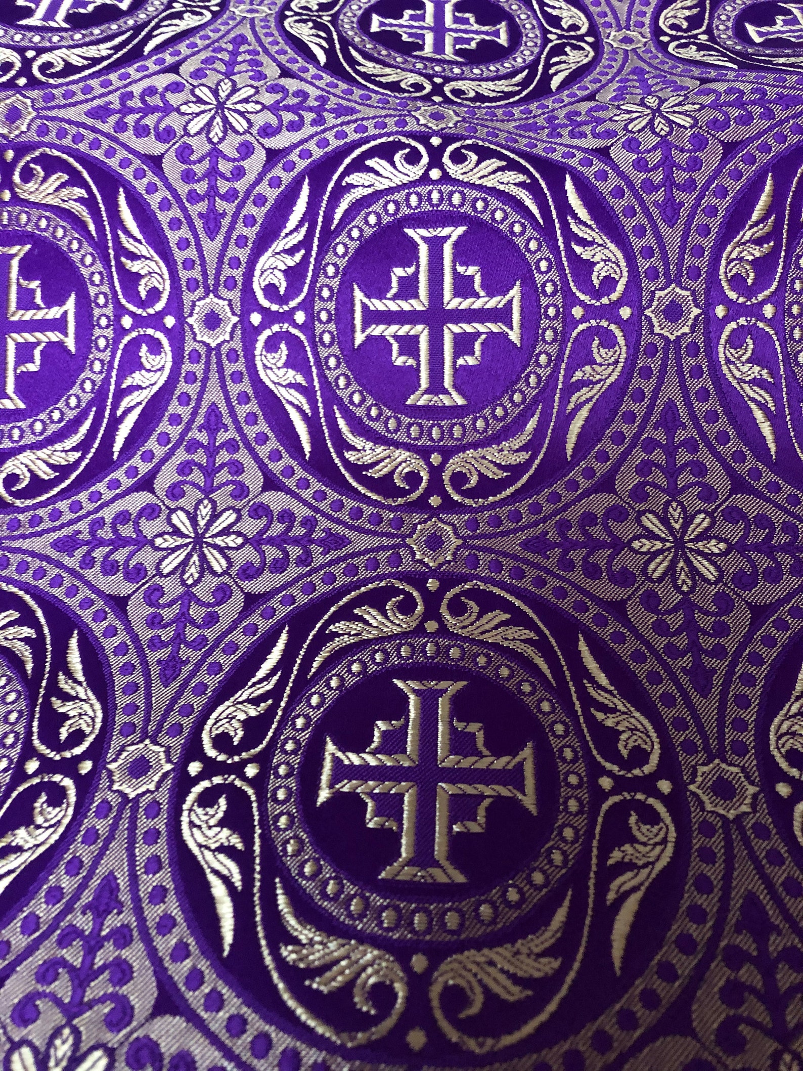 Liturgical Fabric Small Size Pattern Purple Gold Blue Etsy UK