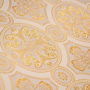 Tela con estampado bizantino, tela litúrgica de todos los colores, tela para vestimentas, tela litúrgica, brocado azul dorado, brocado rojo dorado, brocado blanco dorado imagen 15