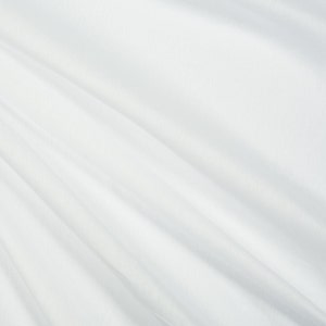 May include: White sheer fabric with a smooth texture and subtle folds.