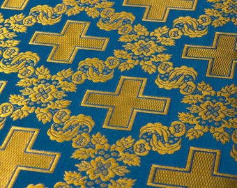 Straight cross pattern Church Brocade, Liturgical Garment brocade, Church Vestments Brocade, Altar Boy robe fabrics, Deacon vestments