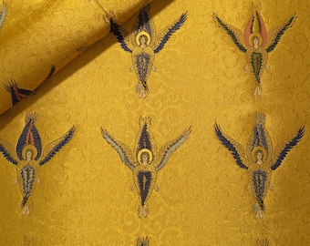 Angel Image Seraphim Gold High Quality Brocade Cherubin Image Brocade 210 cm W, Metal Gold Threads, Church brocade, Ecclesiastical brocade