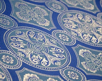 Remnant Christian Brocade, Blue Silver Brocade, Black Gold Brocade, Purple Gold Brocade, Liturgical Altar Cloth on Sale, Ready to ship