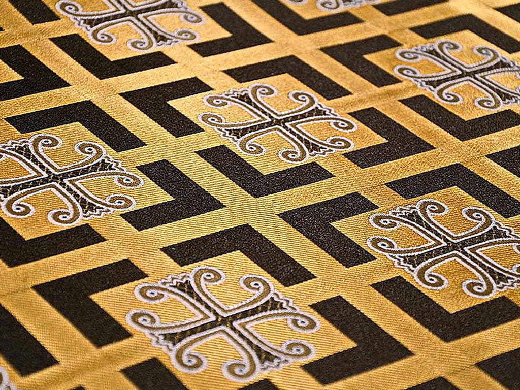 Liturgical Brocade Fabrics  Greek  Cross Fabric 160 cm Width 