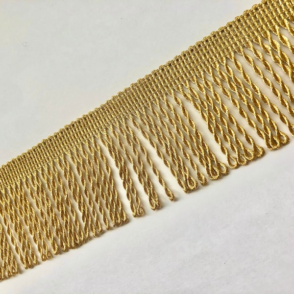 Gold Bullion Fringe 5 cm or 3.5 cm Width, Full Metallic Fringe High Quality, Supply Decoration, Gold Bullion Trims, Sewing Home Decor
