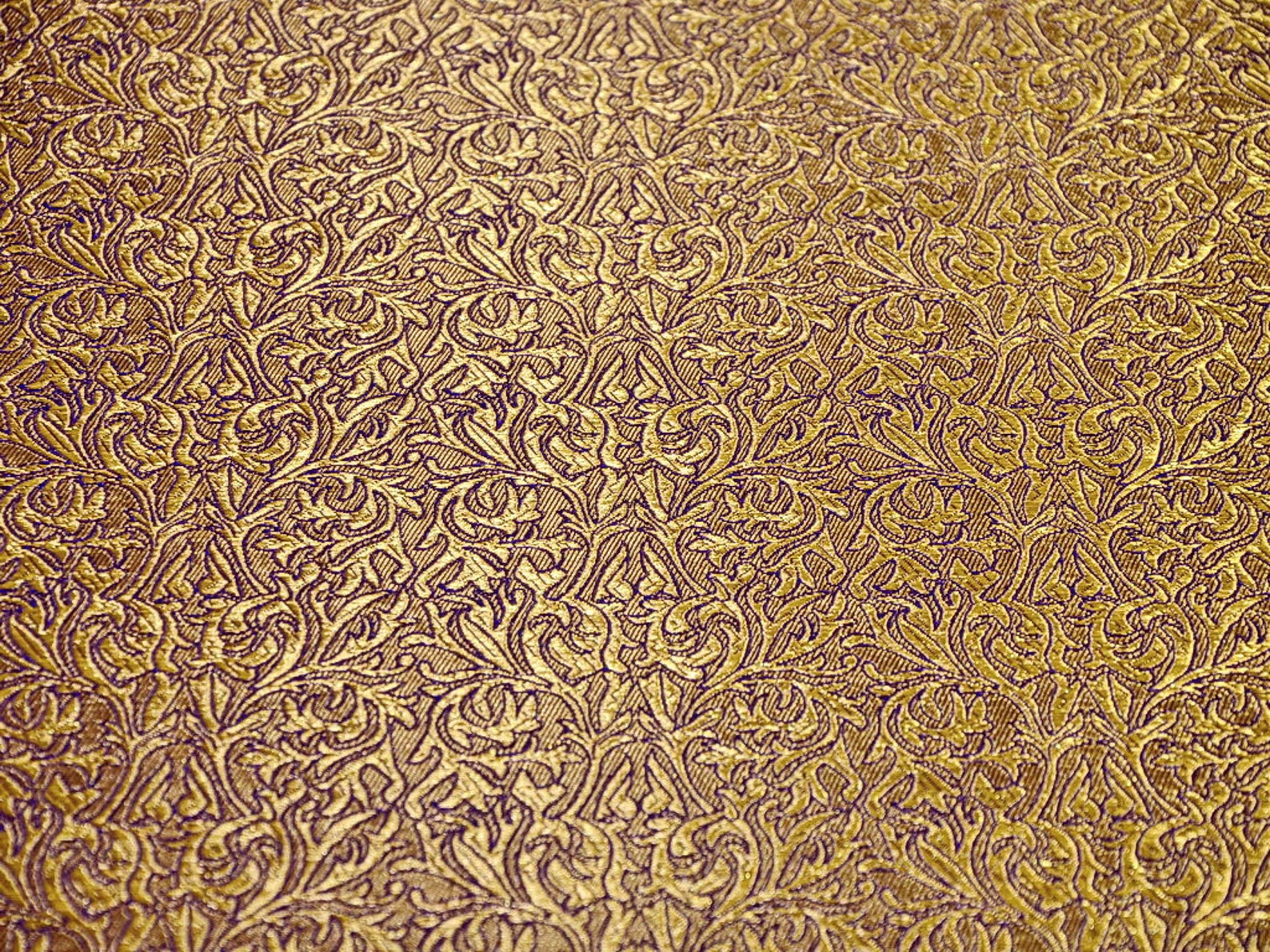Light Blue Gold Brocade on Sale Remnant Purple Floral - Etsy