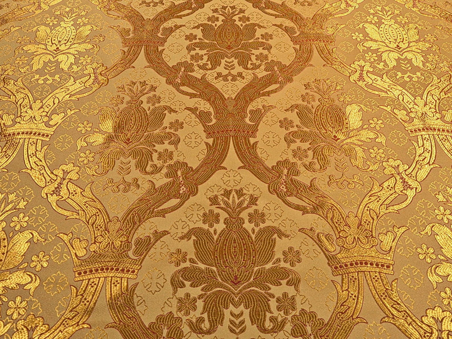 Yellow Gold Brocade, Church Fabric for Clergy Vestment, Liturgical