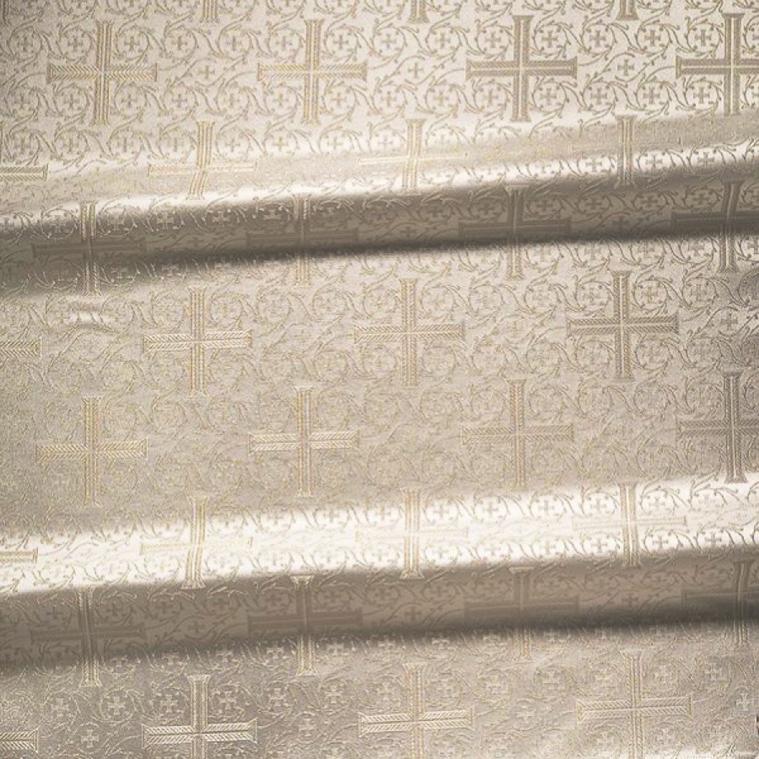 White Christian Vestment Brocade Fabric, Remnants, Last Meters Black ...