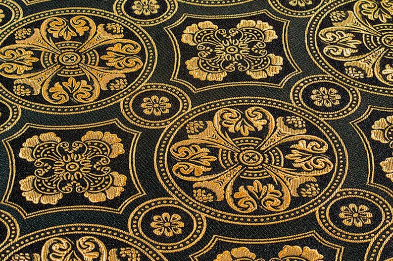 Tela con estampado bizantino, tela litúrgica de todos los colores, tela para vestimentas, tela litúrgica, brocado azul dorado, brocado rojo dorado, brocado blanco dorado imagen 10