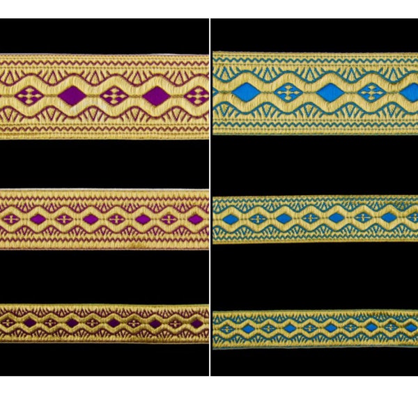 Jacquard Metallic Galloon, Vestment Galloon, Any Colors, Jacquard Trim, Galloon for Chalice Covers, Altar Cloth Ribbon