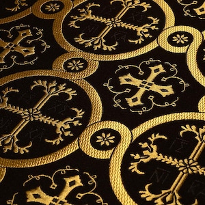 ICXC NIKA liturgical garment brocade fabrics, Ecclesiastical Apparel, Altar Decor Fabric, Altar Boy Robe, Fabric for Altar Vestments