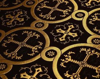 ICXC NIKA liturgical garment brocade fabrics, Ecclesiastical Apparel, Altar Decor Fabric, Altar Boy Robe, Fabric for Altar Vestments