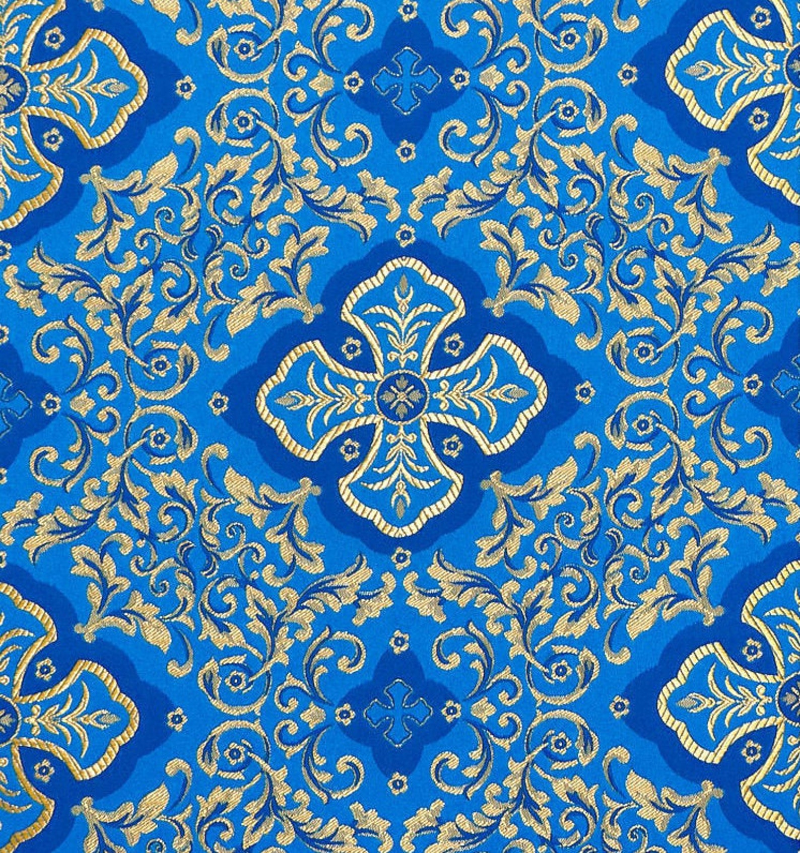 Blue Gold Vestment Fabric 150 cm Width Blue Altar Cloth | Etsy
