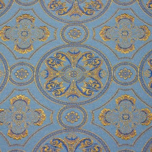 Tela con estampado bizantino, tela litúrgica de todos los colores, tela para vestimentas, tela litúrgica, brocado azul dorado, brocado rojo dorado, brocado blanco dorado imagen 12