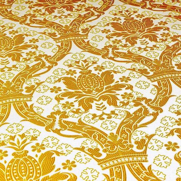 Yellow Gold Brocade, Church Fabric for Clergy Vestment, Liturgical Fabric, Ecclesiastical Apparel, Sewing Church Goods, Altar Fabrics