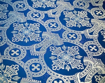 Nonmetallic Vestment Gold Brocade, Silver Brocade, Clergy Vestment Brocade, Extra Wide brocade, Green and Gold Brocade
